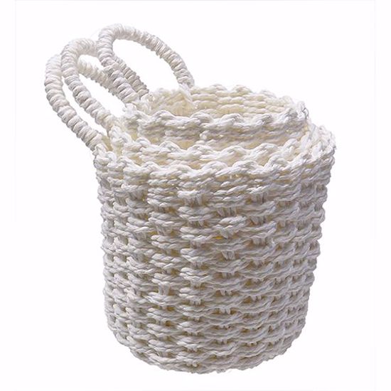 Picture of Lined Twisted Paper Soft Weave Baskets Set w/Ear Handle-White White (3 sizes)