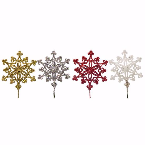 Picture of Holiday Glitter Snowflake Pick  (14", 4 Assorted)