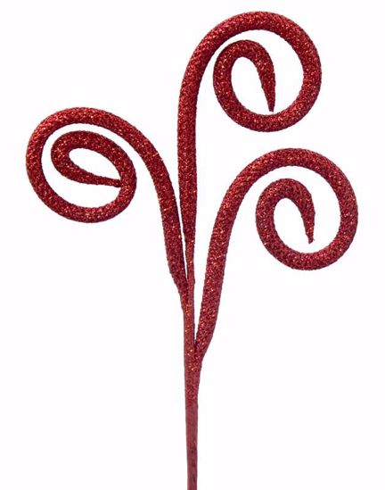 Picture of Holiday Red Glitter Scroll Pick (12")