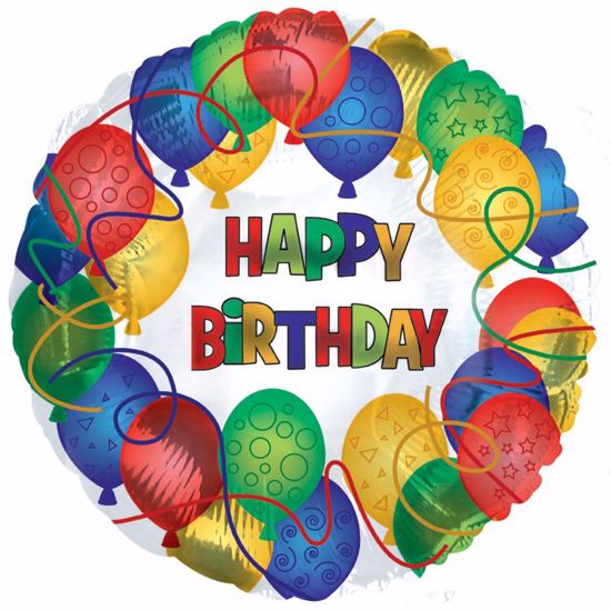 Picture of 17" 2-Sided Foil Balloon: Happy Birthday Patterned