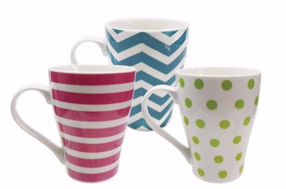 Picture of 3 Asst Dots & Stripes Mug 10Oz