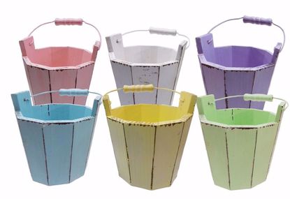 Picture of 6 Asst Distressed Pastel Pail Assortment 4"