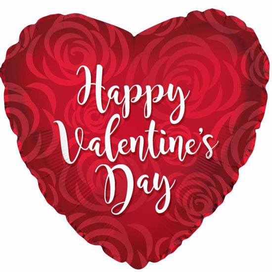Picture of 17" 2-Sided Foil Balloon: Happy Valentine's Day Rose Petal Pattern