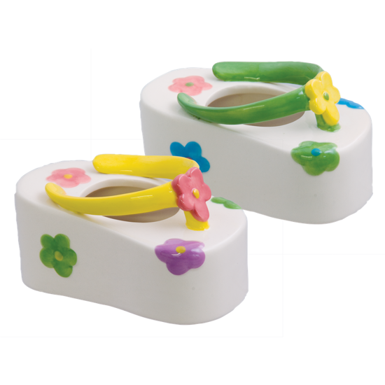 Picture of White with Flowers Flip-Flop Planters 3"