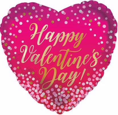 Picture of 17" 2-Sided Foil Balloon: Happy Valentine's Day Confetti Dots