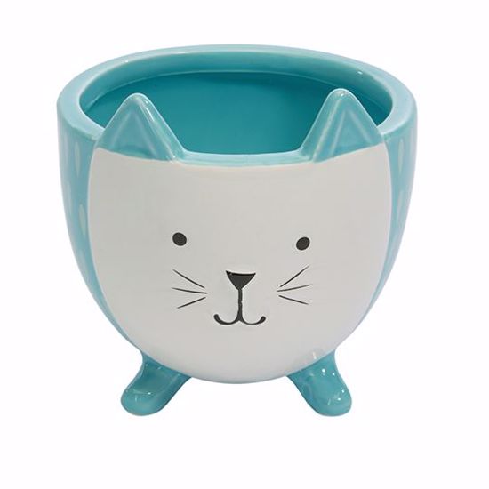 Picture of Ceramic Blue Kitten Planter