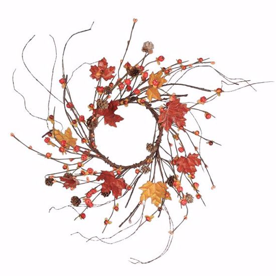 Picture of 14" Autumn Leaves Maple Candle Wreath