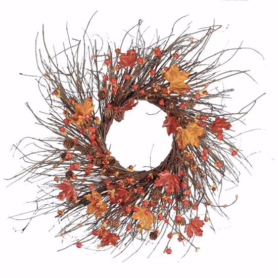 Picture of 26" Autumn Leaves Maple Grapevine Base Wreath