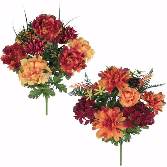 Picture of Red and Orange Homestead Mixed Floral Bush Assortment(14 Stems, 22")