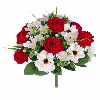 Picture of Red and White Mixed Floral Bush (14 Stems,21")