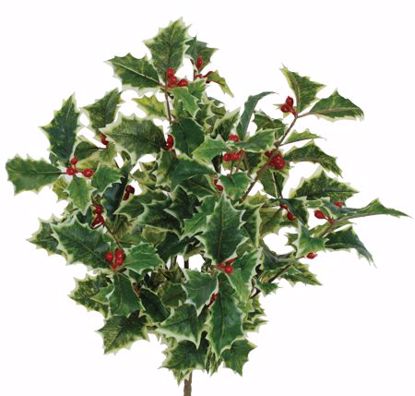 Picture of 16" Real Touch Holly Bush W/Plastic Berries x 8