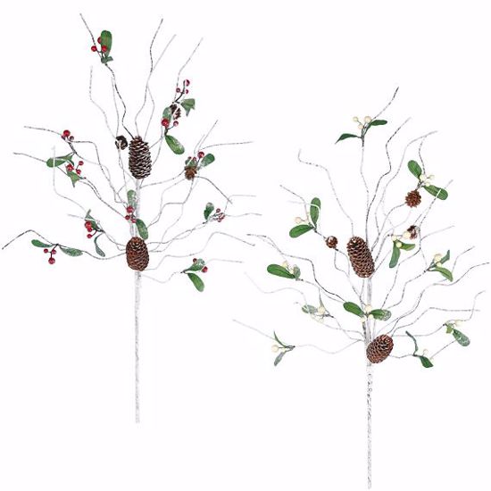 Picture of 2 Asst 30" Birch Berry Flocked/Glitter Spray