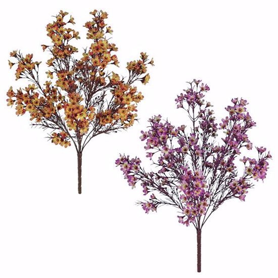 Picture of 2 Asst 18" Fall Colors Wax Flower Bush W/ Plastic Leaves
