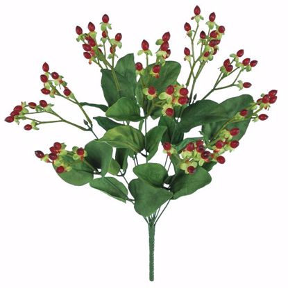 Picture of 19" Dark Red Hypericum Bush Plastic Berries x 9