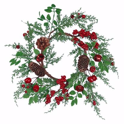 Picture of 12" Natural Winter Candle Plastic Sprig Wreath