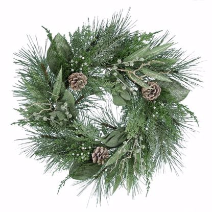 Picture of 18" Winter Plastic Wreath Natural Pine Cone