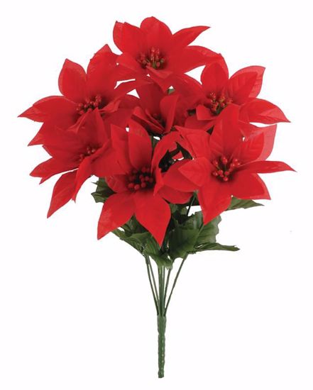 Picture of Red Poinsettia Bush (16", 9 Stems)