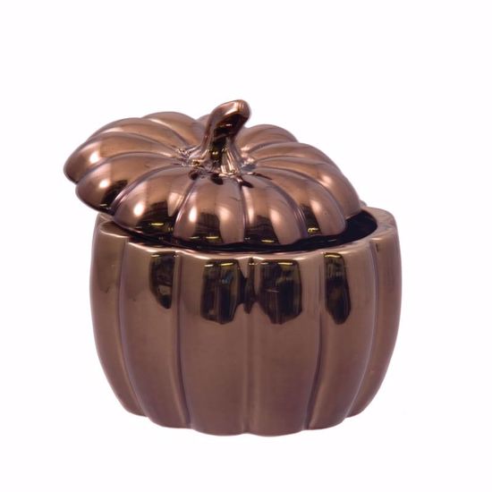 Picture of Metallic Copper Pumpkin Pot W/Lid 6.5"