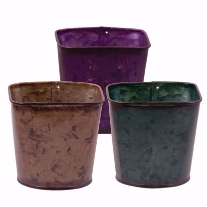 Picture of Square Tin Pot Covers-3 Assorted Bold Colors, 4.25"