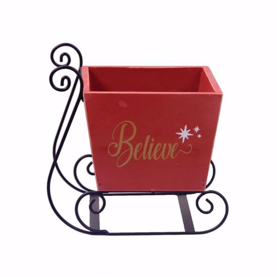 Picture of "BELIEVE" Sleigh with Metal Runners 