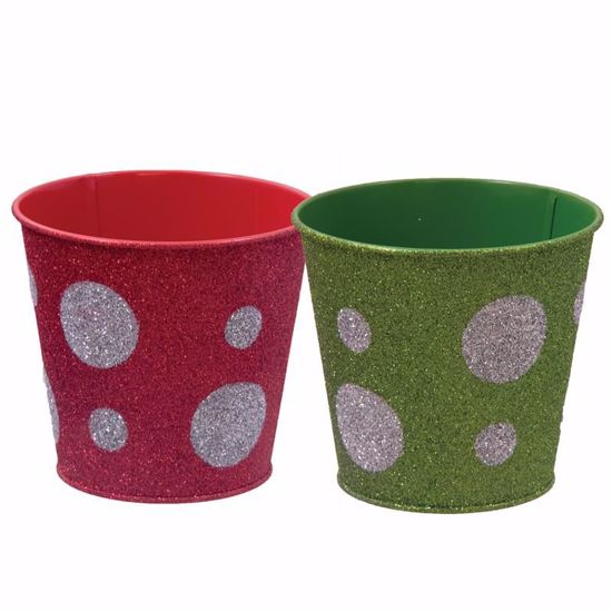 Picture of Red & Green Polka Dot Pot Cover Assortment 4.75"