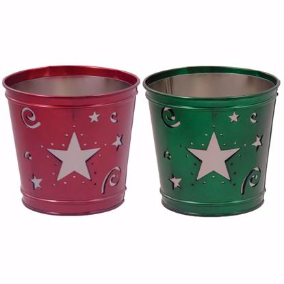 Picture of 2 Assorted Red & Green Metal Pot Cover -4.5"