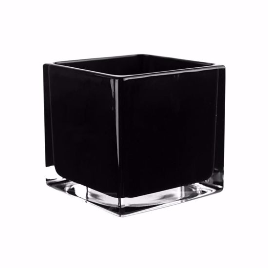 Picture of Syndicate Sales 5" Square Glass Vase - Black