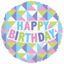 Picture of 17" 2-Sided Foil Balloon: Happy Birthday Geometric