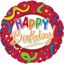 Picture of 17" 2-Sided Foil Balloon: Happy Birthday Red Stripes