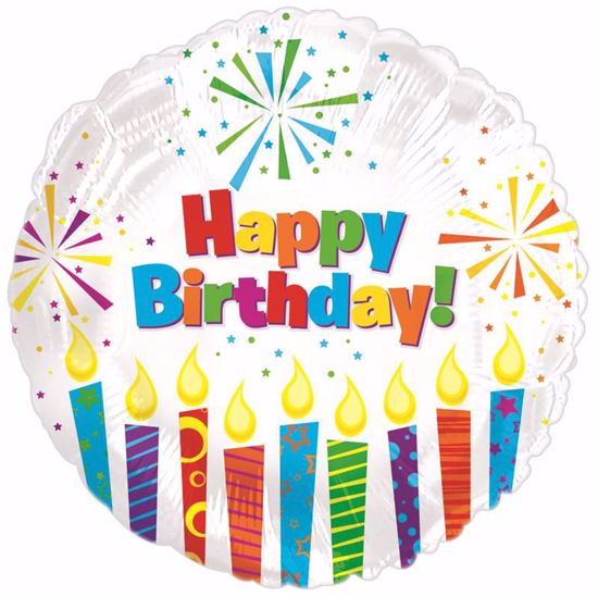 Picture of 17" 2-Sided Foil Balloon: Happy Birthday Sparkling Candles