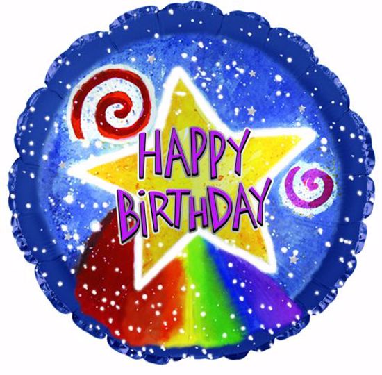Picture of 17" 2-Sided Foil Balloon: Birthday Watercolor Star