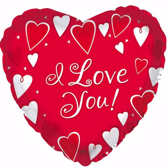 Picture of 17" 2-Sided Foil Balloon: I Love You Classic Hearts
