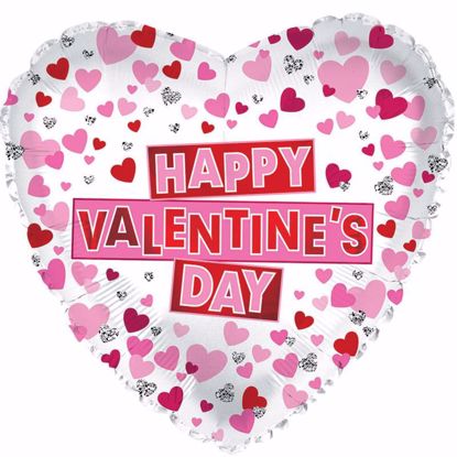 Picture of 17" 2-Sided Foil Balloon: Happy Valentine's Day Red & Pink Hearts