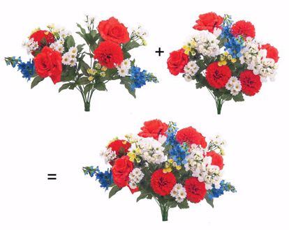 Picture of Red, White, Blue Mixed Floral Bush-in-a-Bush (23.5")