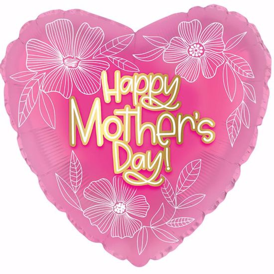 Picture of 17" 2-Sided Foil Balloon: Happy Mother's Day White Flowers