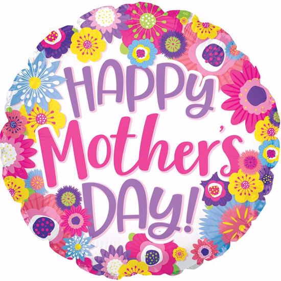 Picture of 17" 2-Sided Foil Balloon: Happy Mother's Day Fun Flowers