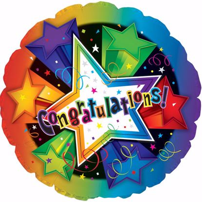 Picture of 17" 2-Sided Foil Balloon: Congrats 3-D Stars