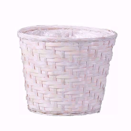Picture of Whitewash Bamboo Azalea Pot Cover 10"