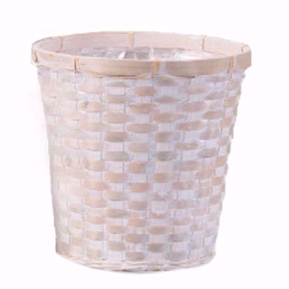 Picture of 10" Lined Bamboo Basket Pot Cover-Whitewash