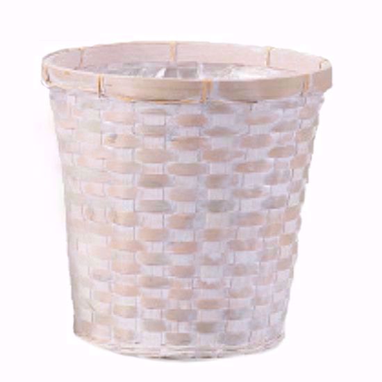 Picture of Whitewash Bamboo Pot Cover 10"