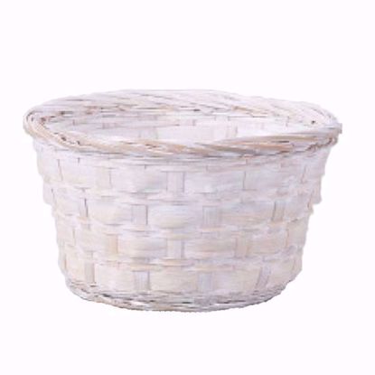 Picture of Round Bamboo Whitewash Low Bowl 6"