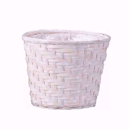 Picture of Whitewash Bamboo Azalea Pot Cover 6"