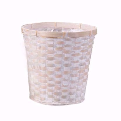Picture of Whitewash Bamboo Pot Cover 6"