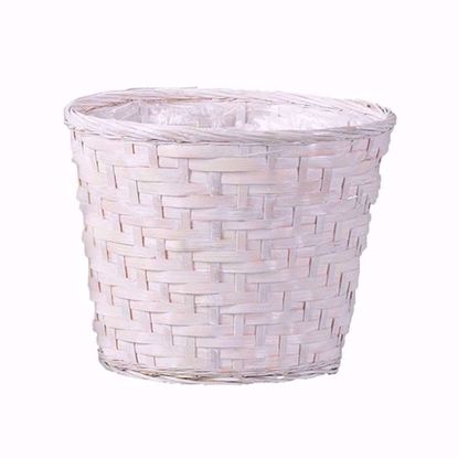 Picture of Whitewash Bamboo Azalea Pot Cover 8"