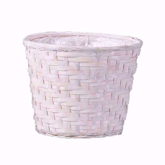 Picture of Whitewash Bamboo Azalea Pot Cover 8"