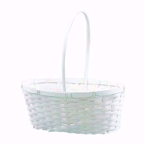 Picture of 6" Lined Rattan Double Bloomer Basket with Handle-Whitewash