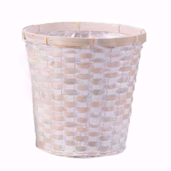 Picture of Whitewash Bamboo Pot Cover 8"