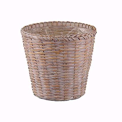 Picture of 8" Lined Rattan Potcover-Whitewash
