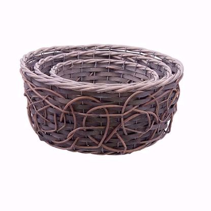 Picture of Round Willow and Chipwood Basket Set with Wire Reinforcement (3 Sizes)