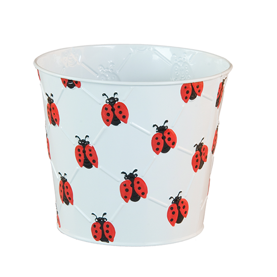 Picture of White Ladybug Metal Pot Cover 4.5"